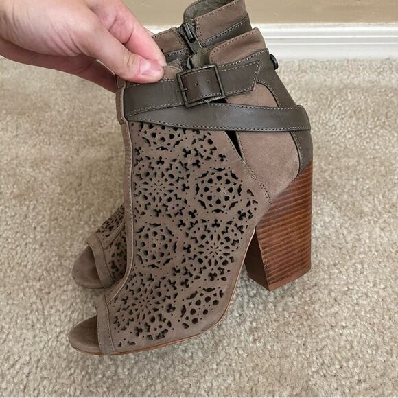 Vince Camuto Maizy Brown Lace Cut Out Booties - Picture 3 of 8